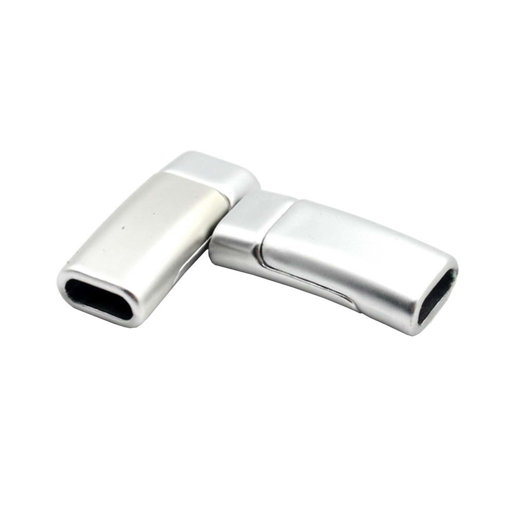 Bracelet Making End Magnetic Clasps 7.5mmx3mm Hole Curved Matte Silver