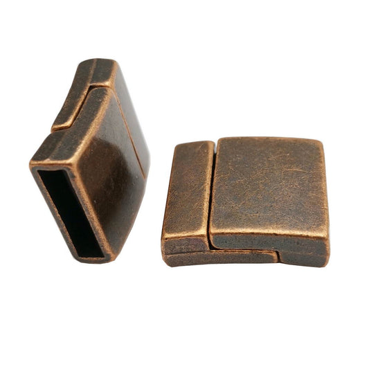 shapesbyX-15mm Flat Magnetic Clasps and Closure for Bracelet Making Antique Copper 15x3mm Hole