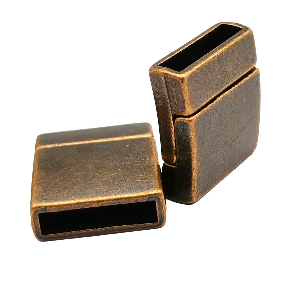 ShapesbyX-15 mm Fermoirs magnétiques plats et fermeture pour la fabrication de bracelets en cuivre antique Trou de 15 x 3 mm