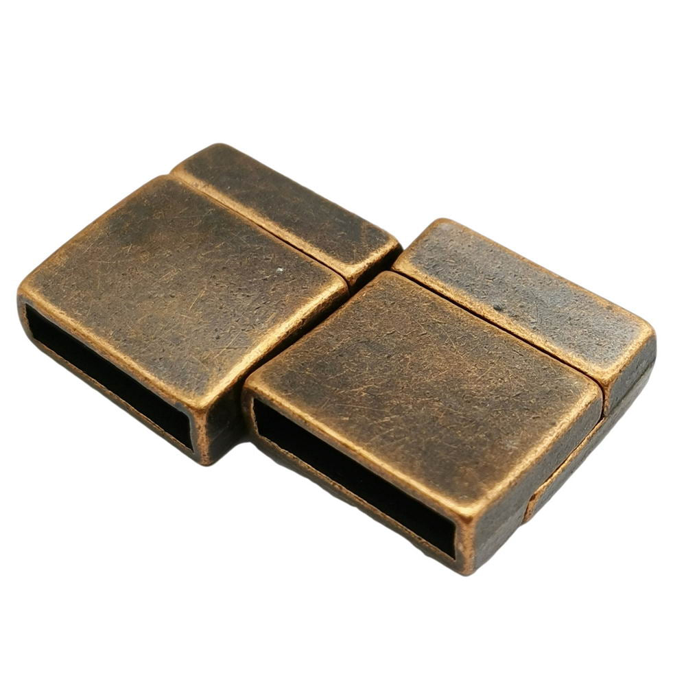 ShapesbyX-15 mm Fermoirs magnétiques plats et fermeture pour la fabrication de bracelets en cuivre antique Trou de 15 x 3 mm