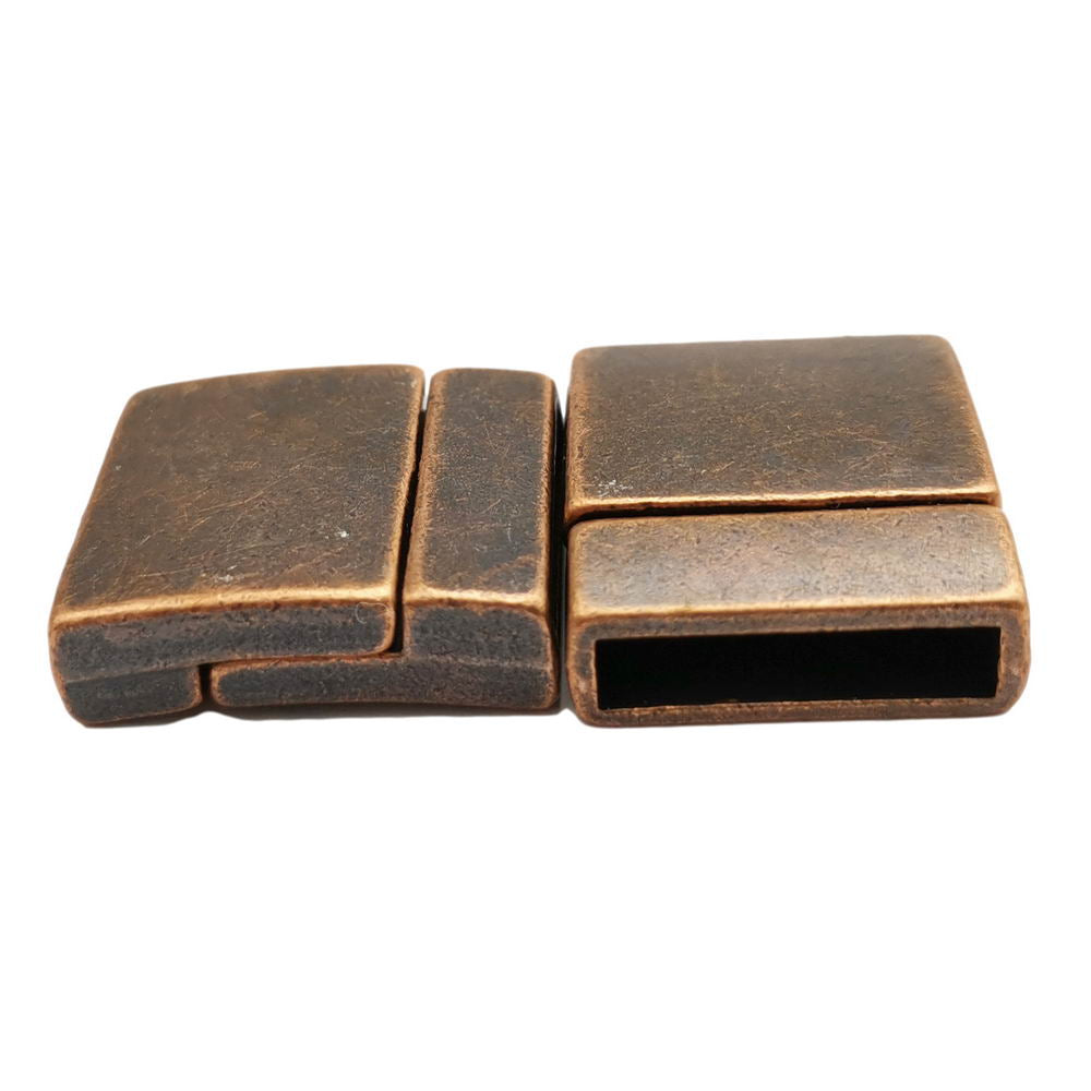 shapesbyX-15mm Flat Magnetic Clasps and Closure for Bracelet Making Antique Copper 15x3mm Hole