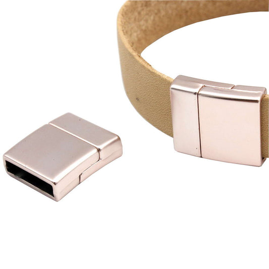 15mm Flat Magnetic Clasps and Closure for Bracelet Making 15x3mm Hole matte rose gold