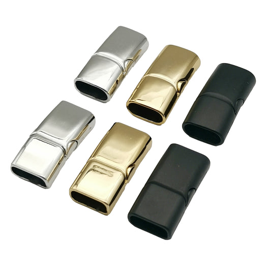Licorice Leather Cord End Magnetic Clasps and Closure 12X6mm Hole Gold