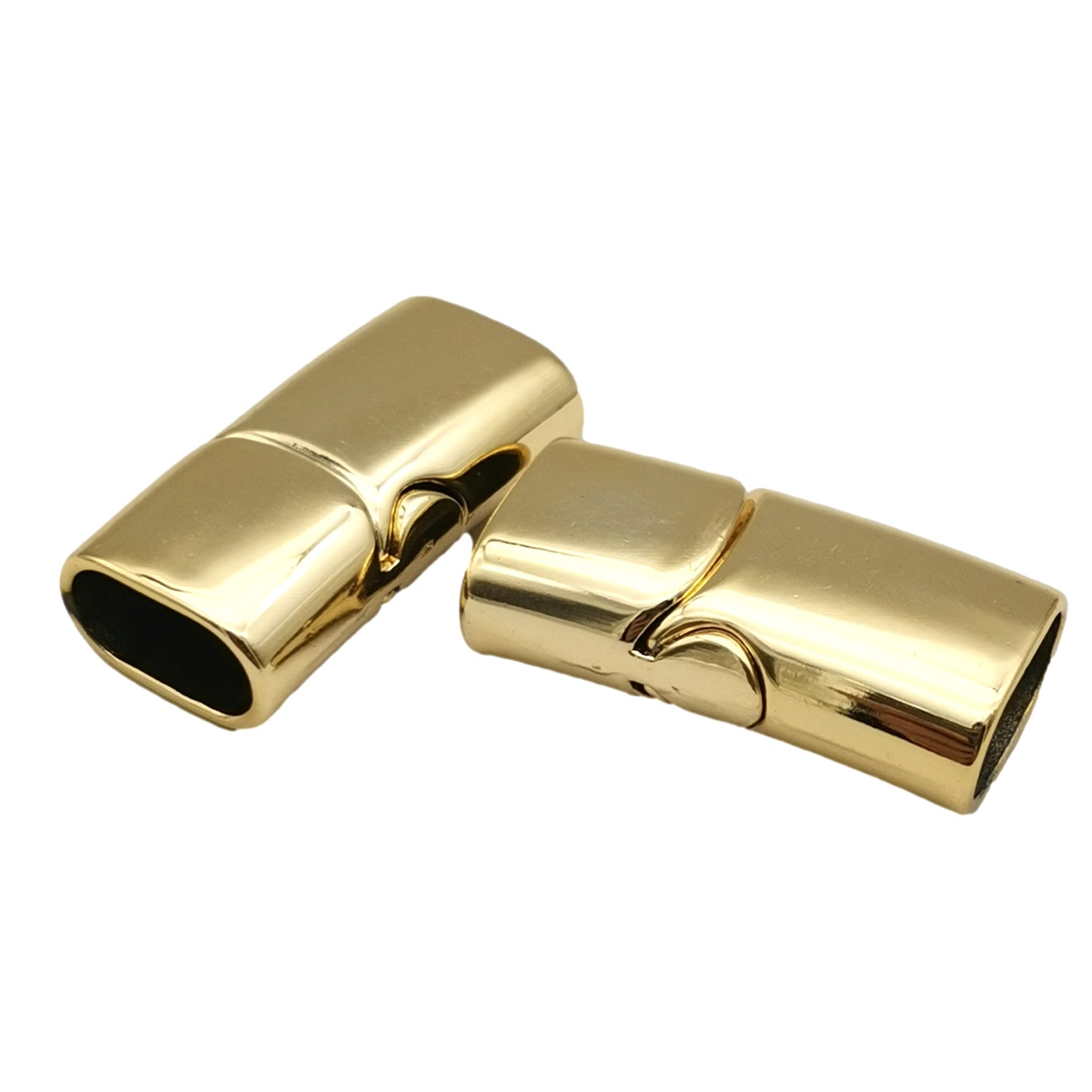 Lakritzleder-Kordelende, magnetische Verschlüsse und Verschluss, 12 x 6 mm Loch, Gold