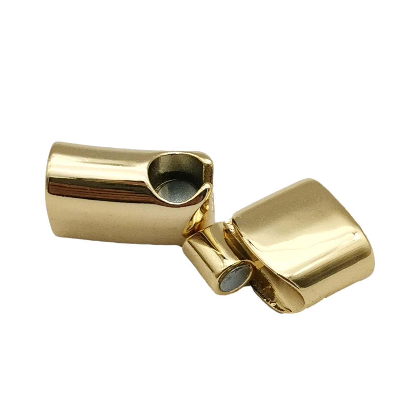 Lakritzleder-Kordelende, magnetische Verschlüsse und Verschluss, 12 x 6 mm Loch, Gold