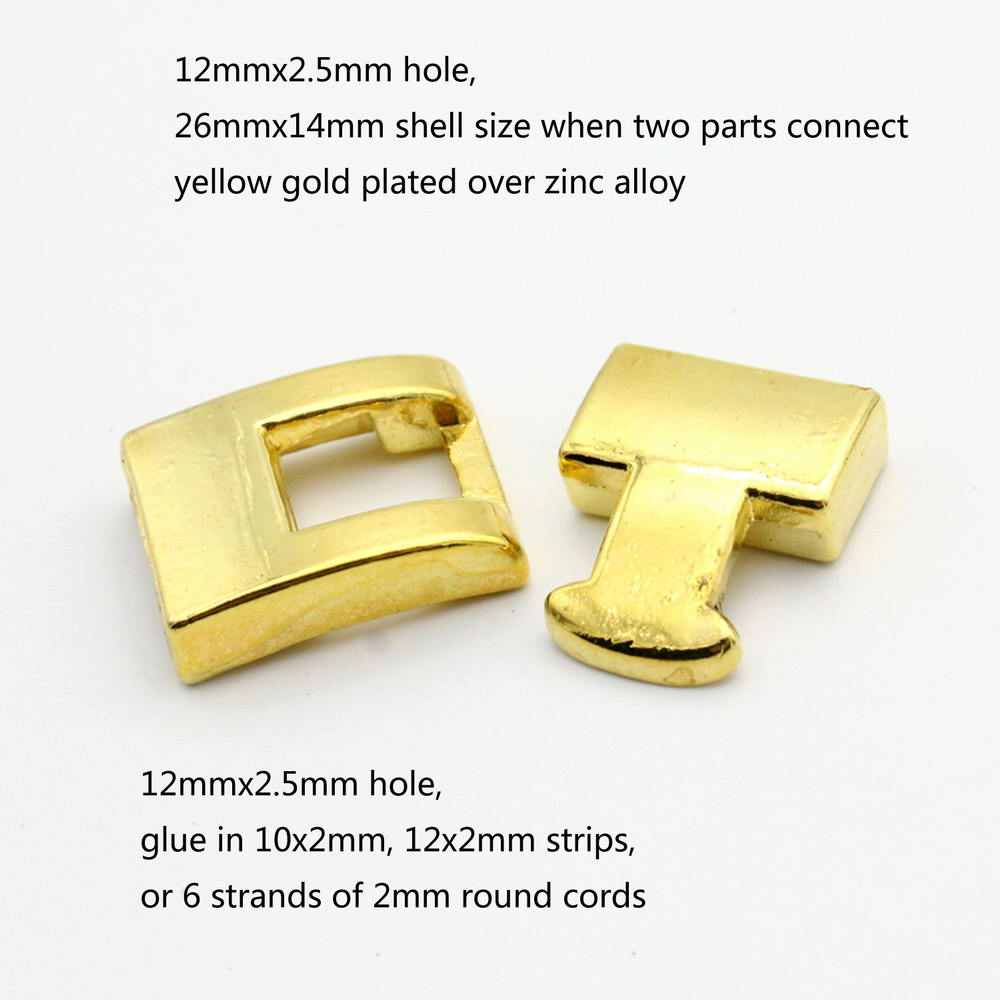 shapesbyX-14mmx2.5mm hole Buckle Clasps for Flat Leather Glue in Silver/Gold