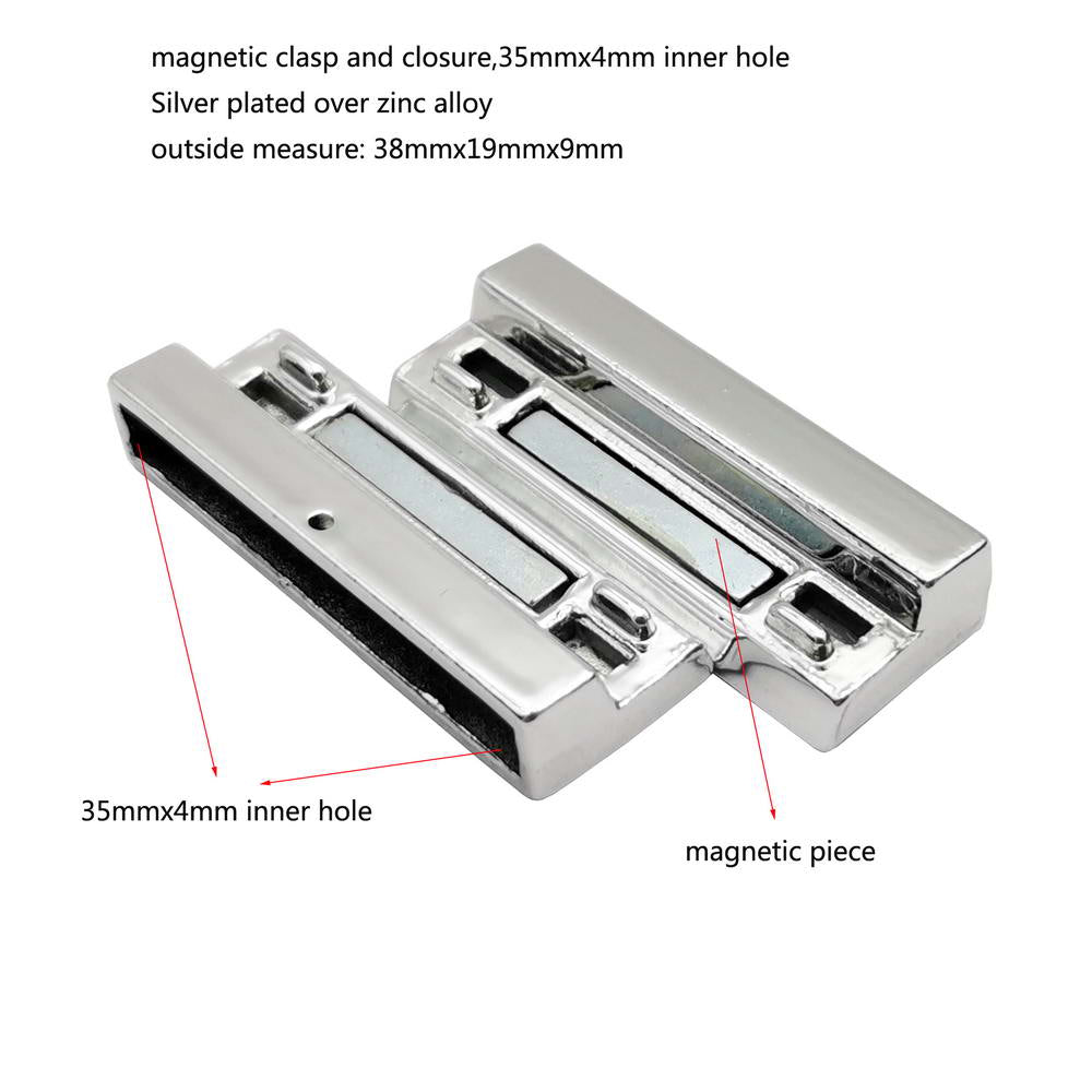 Mattes Silber, 35 x 4 mm Loch, magnetische Verschlüsse und Verschluss, starker Magnet, Ende für die Schmuckherstellung