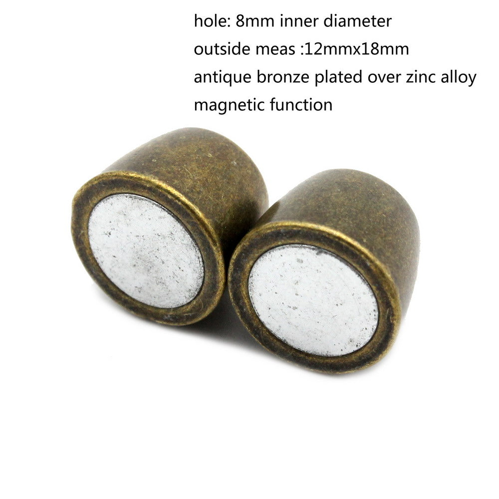 ShapesbyX-Bullet Magnetverschlüsse Verschluss für die Schmuckherstellung, 8 mm Loch, Kordelkleber, in 3 Stück, Silber