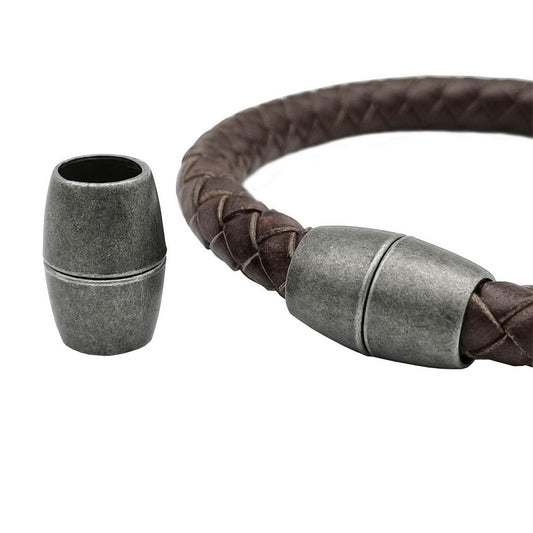 Fermoirs magnétiques et fermeture pour la fabrication de bracelets, couleur grise, trou rond de 8mm