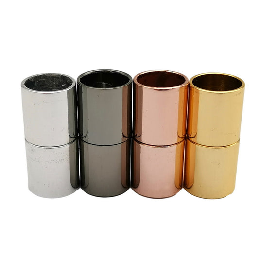 ShapesbyX-Cylinder Fermoirs magnétiques ronds et fermeture pour la fabrication de bracelets, trou de 8 mm, colle pour cordon en 3 pièces, argent