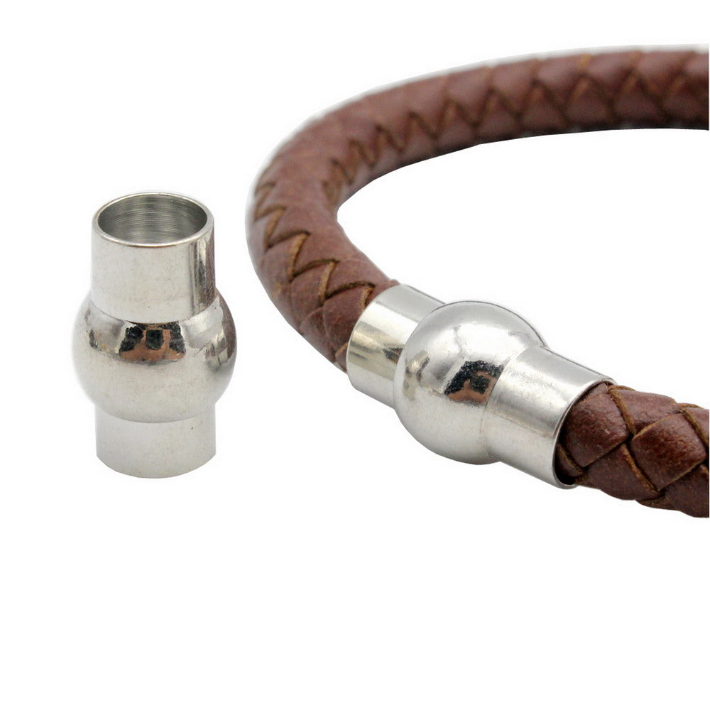 Fermoirs magnétiques ronds et fermeture pour la fabrication de bracelets, trou de 8mm, colle pour cordon en 3 pièces en cuivre Antique
