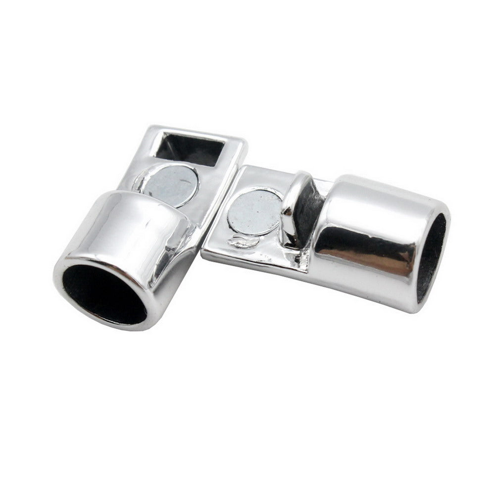 ShapesbyX-Fermoirs magnétiques incurvés pour la fabrication de bijoux, trou de 8 mm, colle pour cordon en 3 pièces, argent