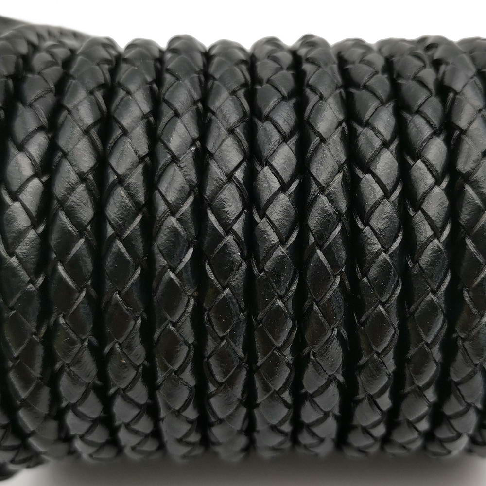 ShapesbyX-Cordon Bolo rond en cuir tressé noir de 6 mm pour la fabrication de bijoux et l'artisanat du cuir