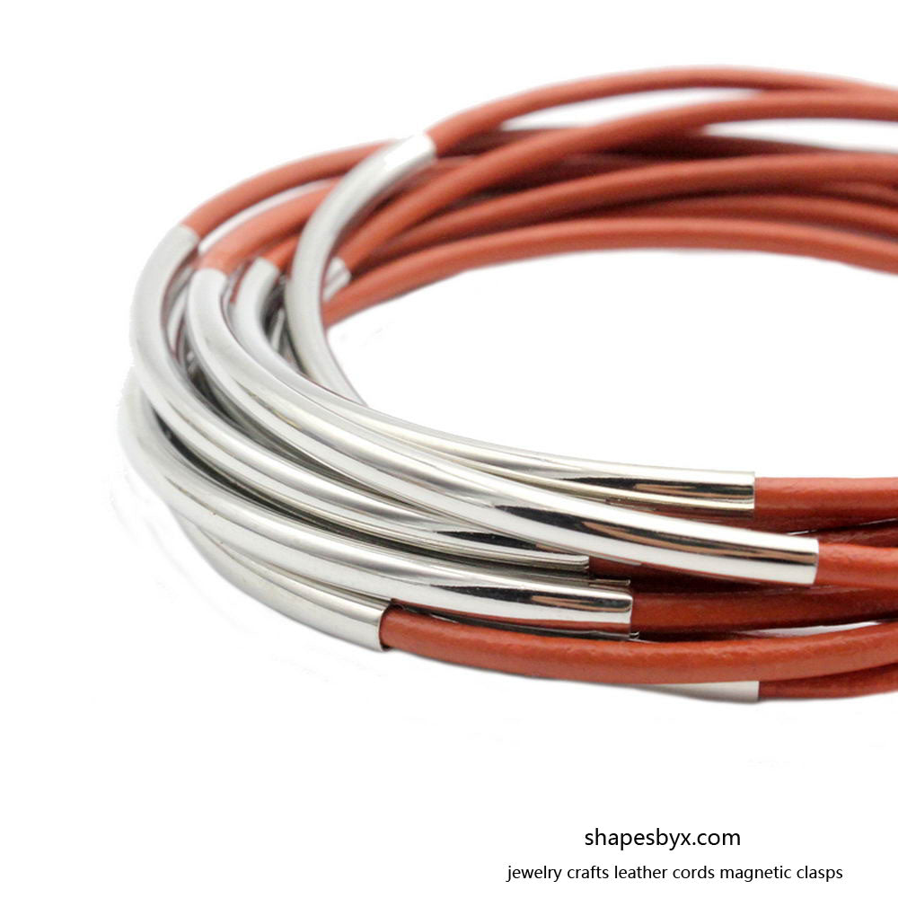 50mmx3mm Silver Curved Tube Pipes Plated Over Brass 2.5mm Inner Hole to hold 2.0mm Cord