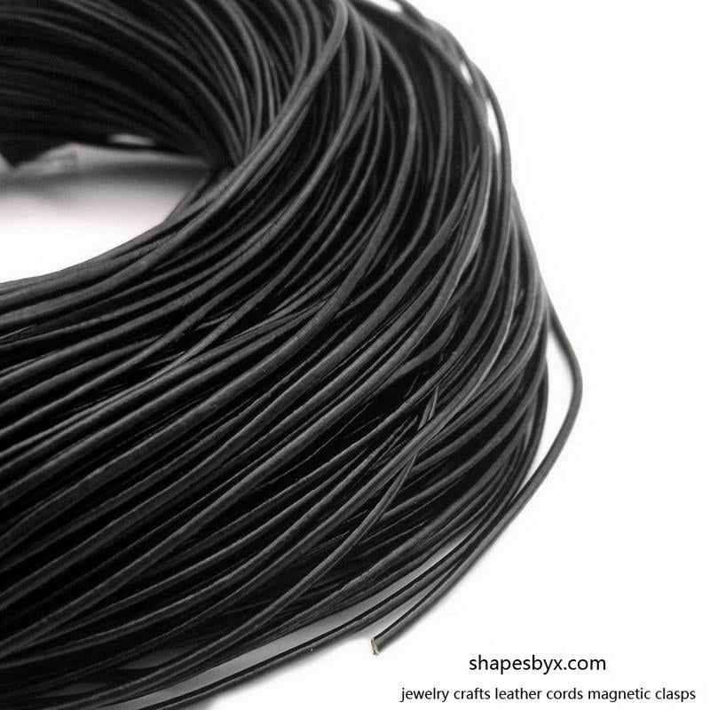 ShapesbyX-10 Yards 1 mm schwarzes Lederband, echtes Leder mit 1,0 mm Durchmesser