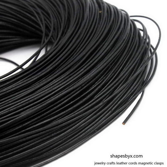 ShapesbyX-10 Yards 1 mm schwarzes Lederband, echtes Leder mit 1,0 mm Durchmesser