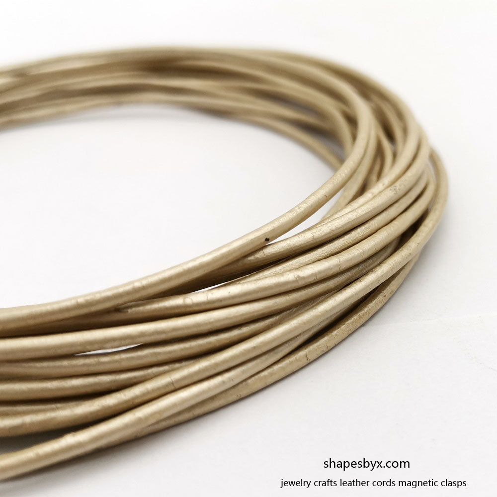 Perle métallique 2 mm ronde cordon en cuir véritable 2,0 mm bracelet en cuir véritable peau de vache 5 mètres