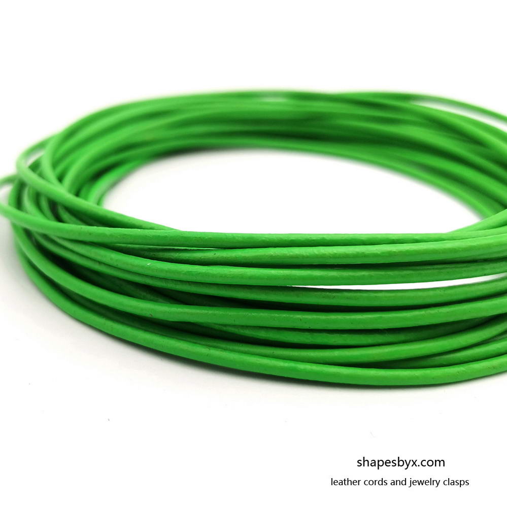 5 Yards Neon Green Leather Cords 2mm Round Genuine Real Leathe Strap Bracelet Necklace Pendant Cord