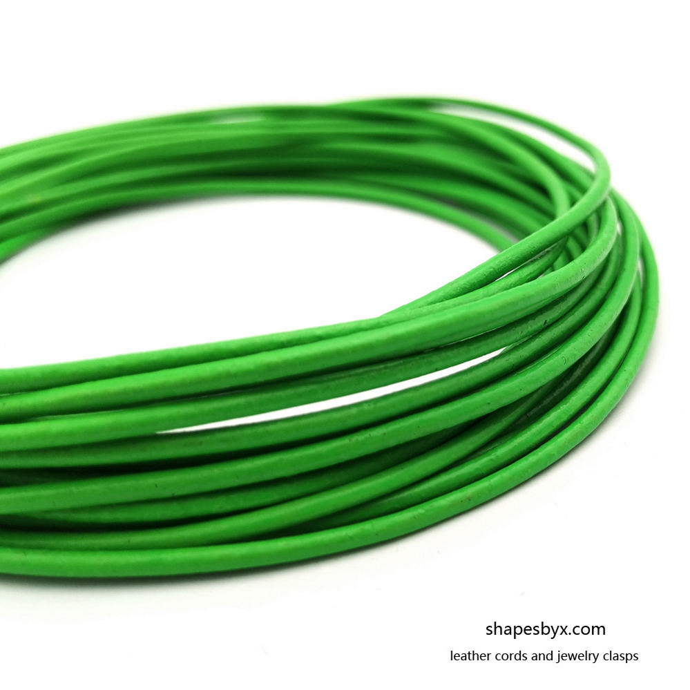 shapesbyX-5 Yards Neon Green Leather Cords 2mm Round Genuine Real Leathe Strap Bracelet Necklace Pendant Cord