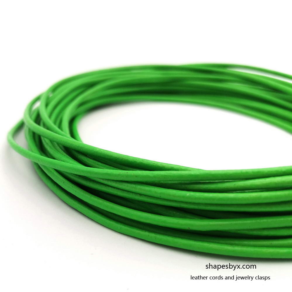 shapesbyX-5 Yards Neon Green Leather Cords 2mm Round Genuine Real Leathe Strap Bracelet Necklace Pendant Cord