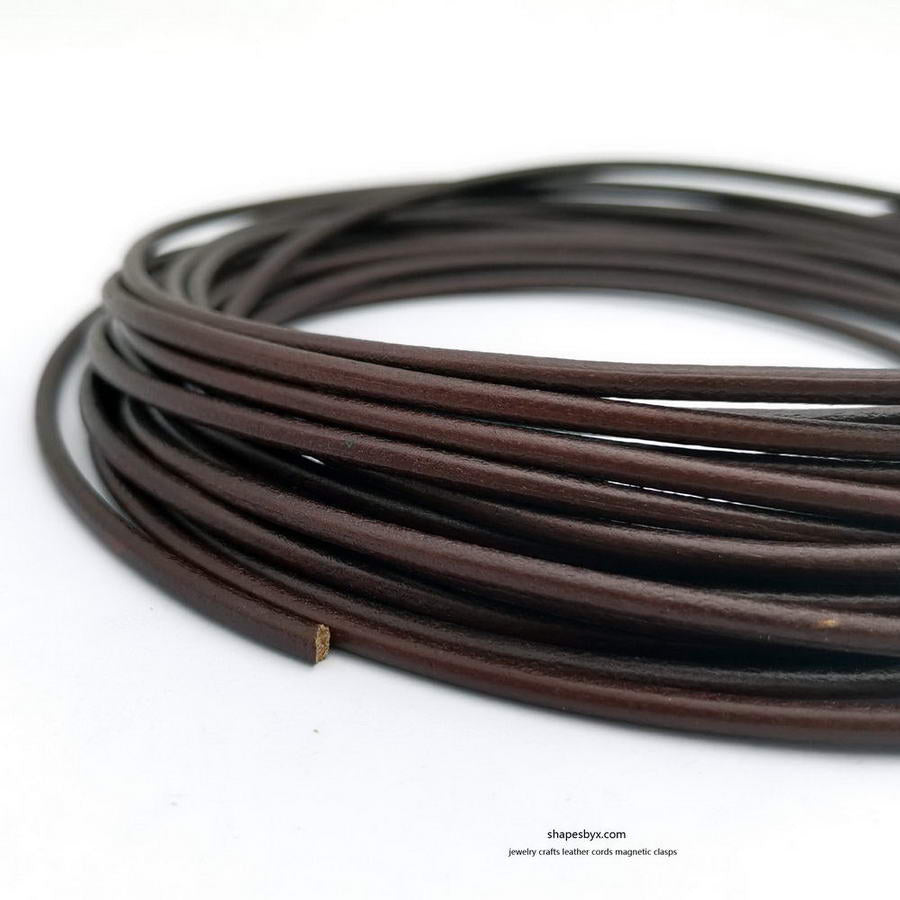 5 Yards 3mm Round Leather Cord Genuine Leather Strap Bracelet Necklace Pendant Cord Distressed Dark Brown Antique Bronze