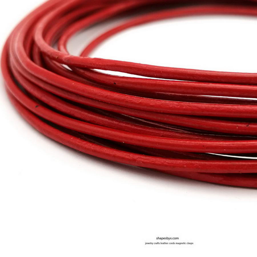 5 Yards 3mm Round Leather Cord Genuine Leather Strap Bracelet Necklace Pendant Cord Red