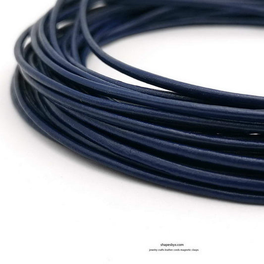 5 Yards 3mm Round Leather Cord Genuine Leather Strap Bracelet Necklace Pendant Cord Navy Blue