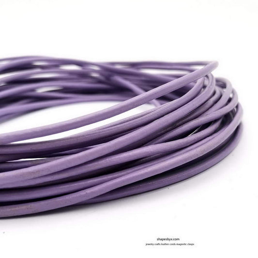 5 Yards 3mm Round Leather Cord Genuine Leather Strap Bracelet Necklace Pendant Cord Light Purple