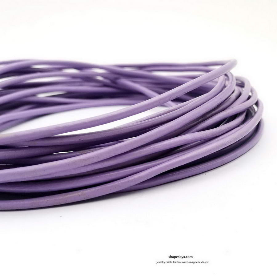 shapesbyX-5 Yards 3mm Round Leather Cord Genuine Leather Strap Bracelet Necklace Pendant Cord Light Purple