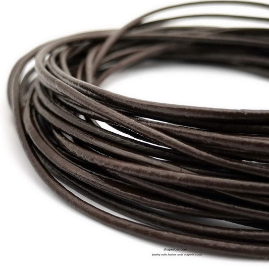 5 Yards 3mm Round Leather Cord Genuine Leather Strap Bracelet Necklace Pendant Cord Dark Brown Coffee