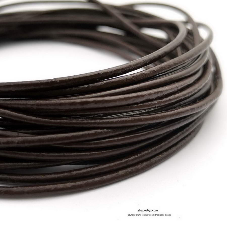 shapesbyX-5 Yards 3mm Round Leather Cord Genuine Leather Strap Bracelet Necklace Pendant Cord Dark Brown Coffee