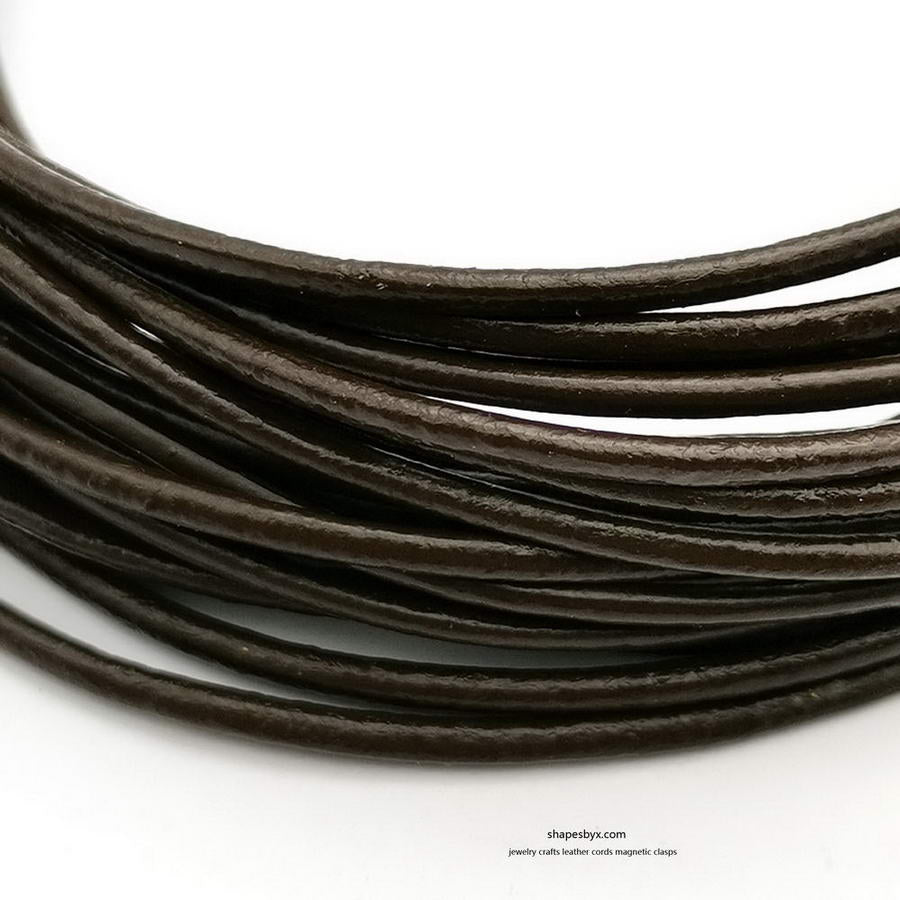 ShapesbyX-5 Yards 3 mm rundes Lederband, echtes Lederarmband, Armband, Halskette, Anhänger, Kordel, dunkelbraun, Kaffeebraun