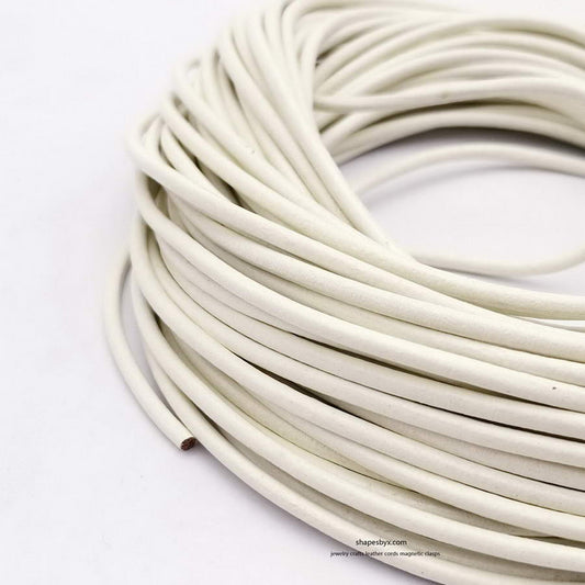 5 Yards 3mm Round Leather Cord Genuine Leather Strap Bracelet Necklace Pendant Cord Light Rustic Rice White