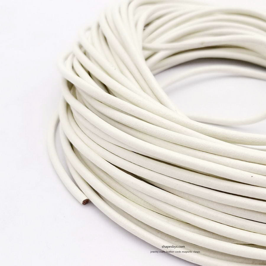5 Yards 3mm Round Leather Cord Genuine Leather Strap Bracelet Necklace Pendant Cord White
