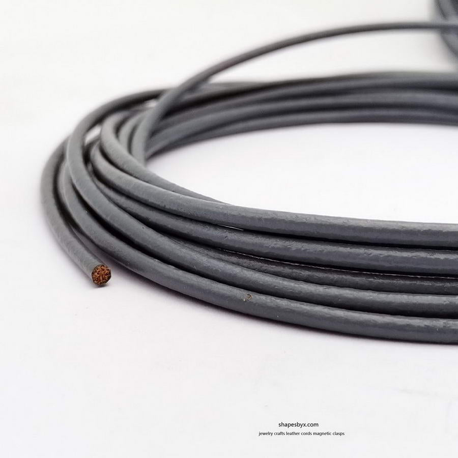 5 Yards 3mm Round Leather Cord Genuine Leather Strap Bracelet Necklace Pendant Cord Gray