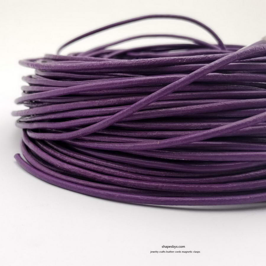 shapesbyX-5 Yards 3mm Round Leather Cord Genuine Leather Strap Bracelet Necklace Pendant Cord Purple