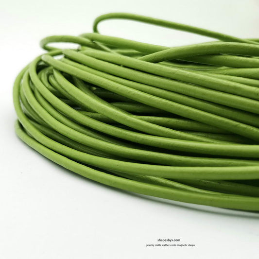 2 Yards 4mm Round Leather Cords Real Leather Strap Genuine Spring Green