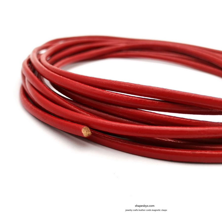 Red 4mm Round Leather Strap Genuine Leather Cords Jewelry Making Cloth Belt Decor Tie 2 Yards
