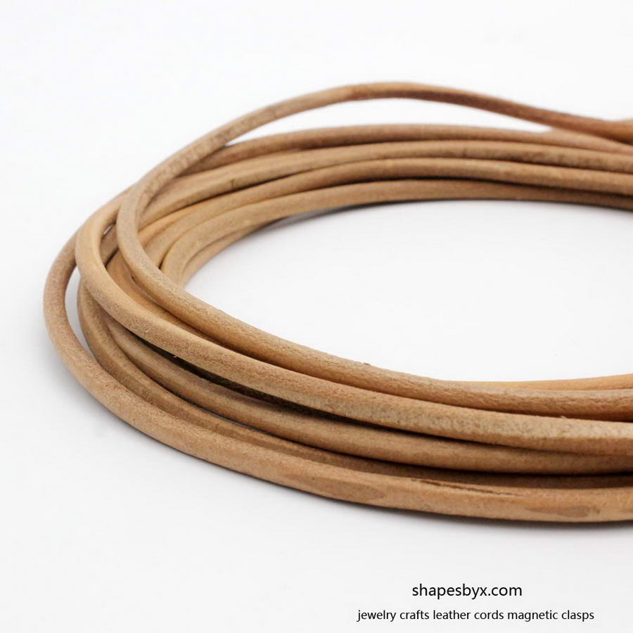 Tan 4mm Round Leather Strap Natural Genuine Leather Cords Jewelry Making Cloth Belt Decor Tie 2 Yard