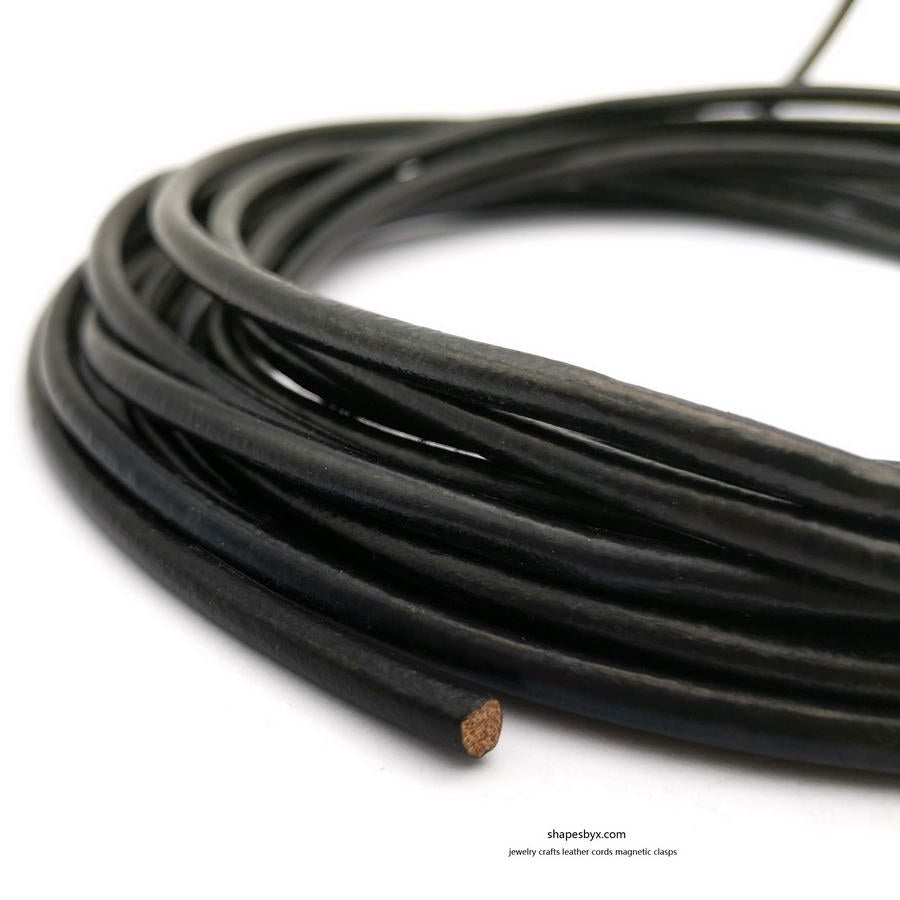Black 4mm Round Leather Strap Genuine Leather Cords Jewelry Making Cloth Belt Decor Tie 2 Yard