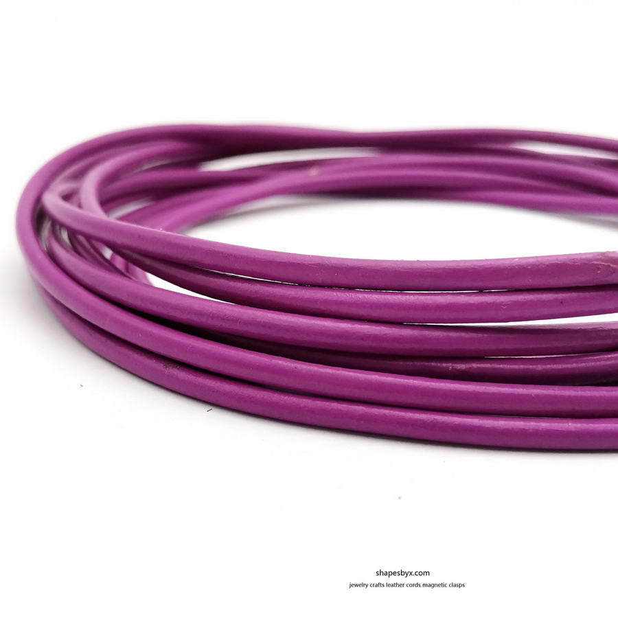 2 Yards 4mm Round Leather Cords Real Leather Strap Genuine Magenta
