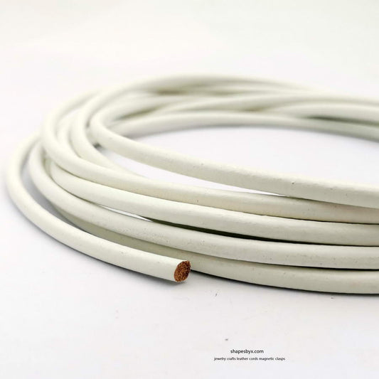 White 4mm Round Leather Strap Genuine Leather Cords Jewelry Making Cloth Belt Decor Tie 2 Yards
