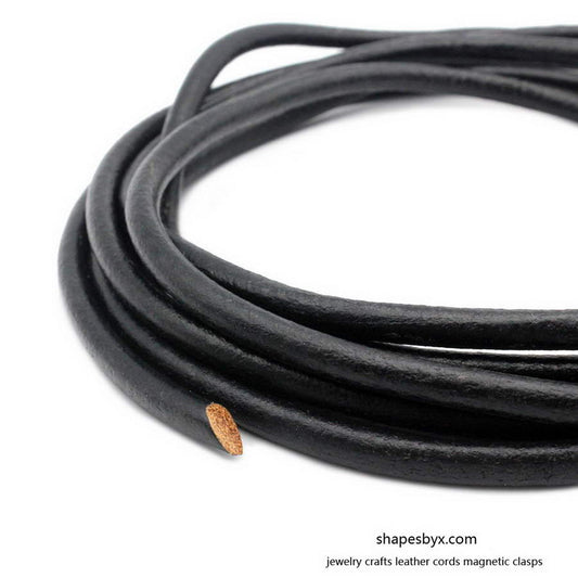 5mm Black Round Leather Strap Genuine Leather Cord 1 Yard