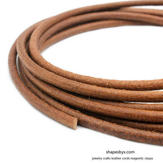 5mm Tan Natural Round Leather Strap Genuine Leather Cord 1 Yard