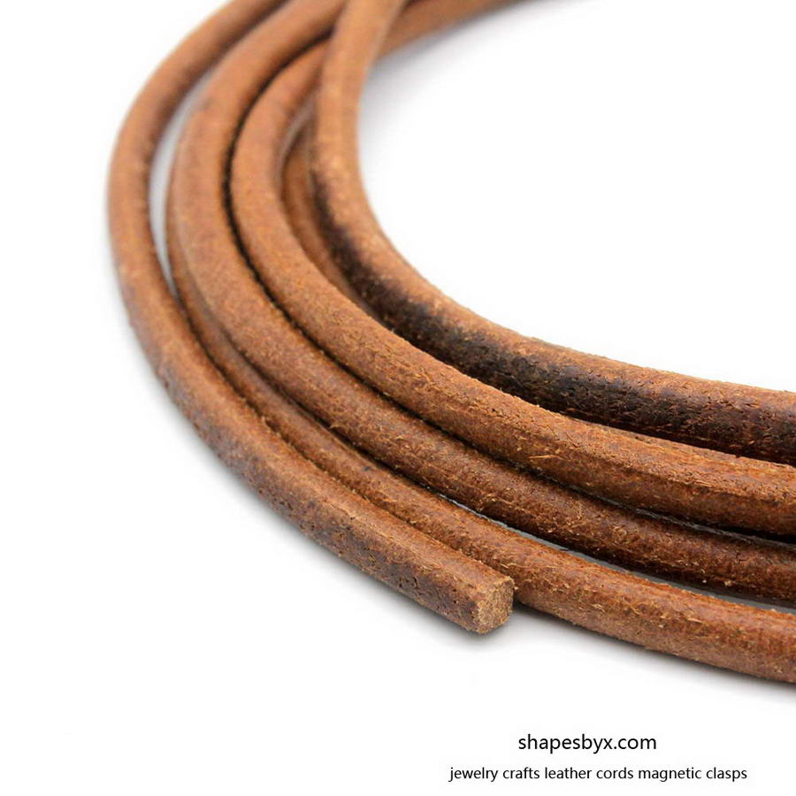 shapesbyX-5mm Dark Brown Round Leather Strap Genuine Leather Cord 1 Yard