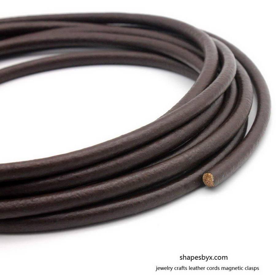 ShapesbyX-5 mm Bracelet en cuir rond marron foncé Cordon en cuir véritable 0,9 m
