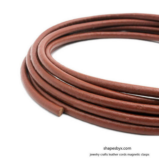 5mm Round Leather Strap Genuine Leather Cord 1 Yard Brown