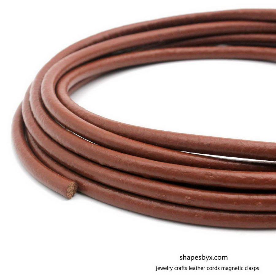 shapesbyX-5mm Round Leather Strap Genuine Leather Cord 1 Yard Brown