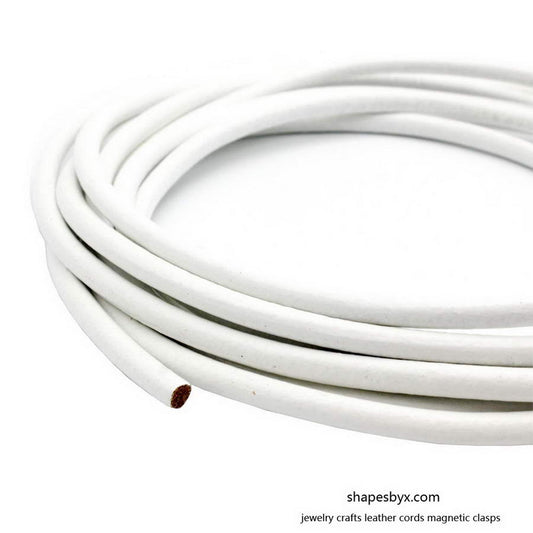 5mm White Round Leather Strap Genuine Leather Cord 1 Yard