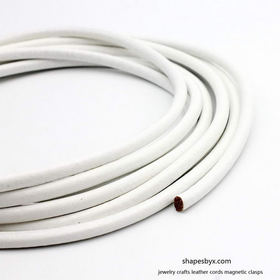 shapesbyX-5mm White Round Leather Strap Genuine Leather Cord 1 Yard